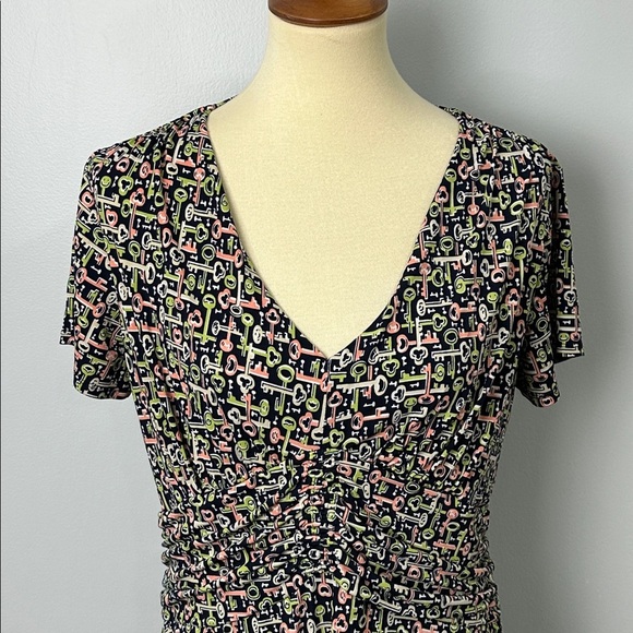 ❄️ George Stretch Key Pattern Dress Size Large - Picture 2 of 8